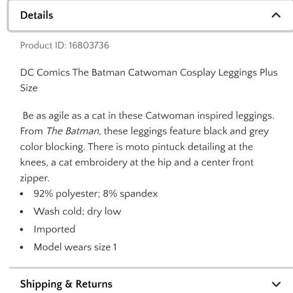 DC Comics Her Universe The Batman Catwoman Cosplay Leggings Plus Size 2 - Picture 8 of 16